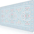 HAOCOO Floral Desk Mat for Keyboard and Mouse, Large Laptop Mouse Pad, Waterproof Makeup Mat, Cute Desktop Mat for Home, Desk Skirts for Teacher Desk, Desk Mat for Dorm(Blue)