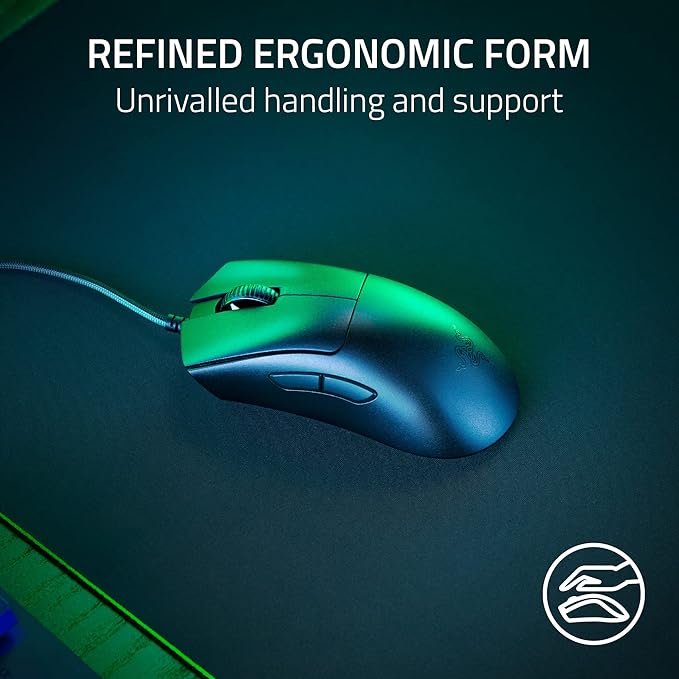 Razer DeathAdder V3 Wired Gaming Mouse: 59g Ultra Lightweight - Focus Pro 30K Optical Sensor - Fast Optical Switches Gen-3-8K Hz HyperPolling-6 Programmable Buttons -Ergonomic -Speedflex Cable- Black