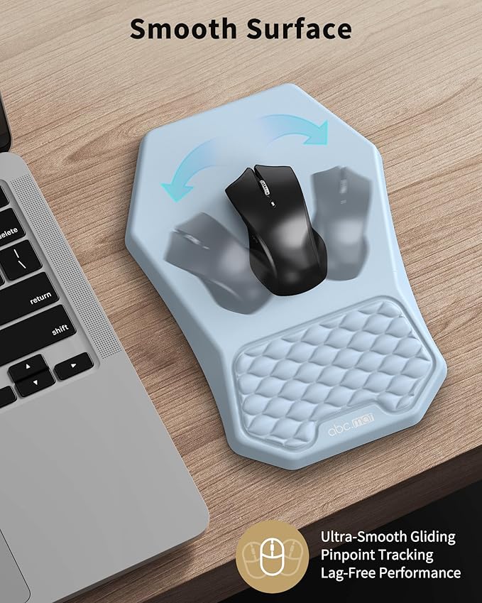 Ergonomic Mouse Pad and Keyboard Wrist Rest Support Set, Massage Design Mousepad for Carpal Tunnel, Memory Foam, Non-Slip PU Base for Computer Desk, Baby Blue