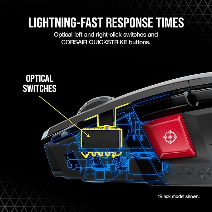Corsair M65 RGB Ultra Wireless Tunable FPS Wireless Gaming Mouse - Sub-1ms Slipstream Wireless Technology, 26,000 DPI Optical Sensor, Up to 120 Hours of Battery Life, 8 Programmable Buttons - White
