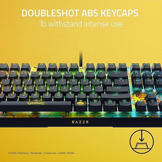 Razer BlackWidow V4 X Mechanical Gaming Keyboard: Green Switches Tactile & Clicky - 6 Macro Keys - Chroma RGB - Doubleshot ABS Keycaps - Sound Dampening & Stabilizers - Pokémon Edition