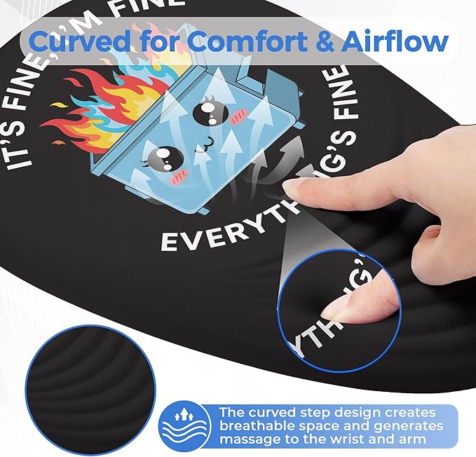 Dumpster on Fire Ergonomic Mouse Pad - Memory Foam Wrist Rest for Carpal Tunnel & Pain Relief, Non-Slip Base for Office & Gaming (12x8 Inch)