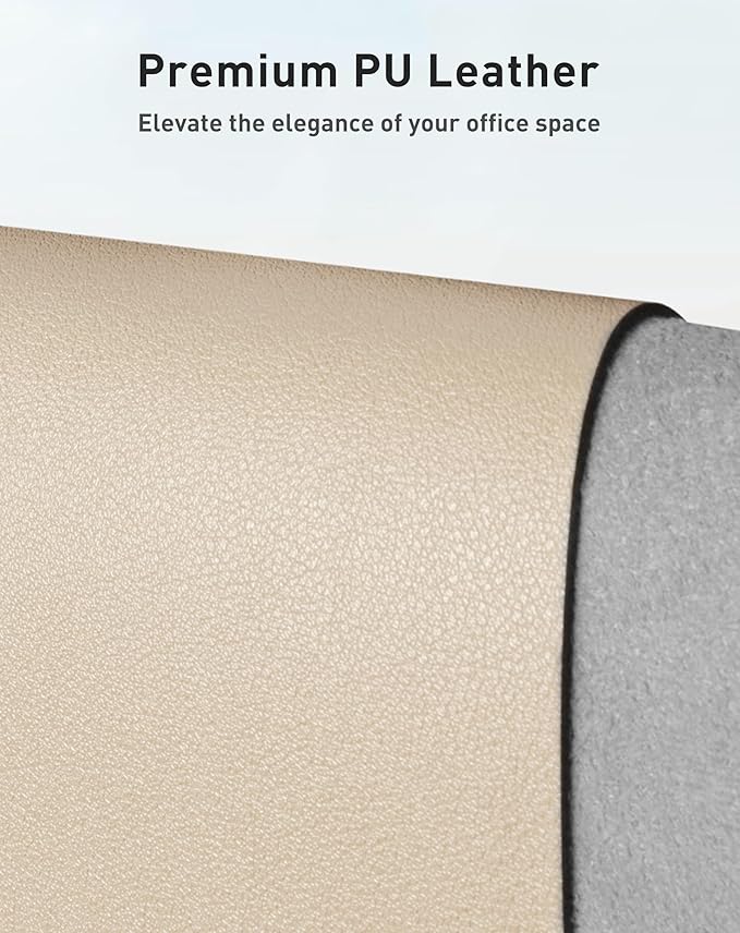 Aothia Faux Leather Desk Mat - Large Mouse Pad, Non-Slip PU Leather Blotter, Waterproof Writing Surface for Office and Home (Beige, 63" x 24")