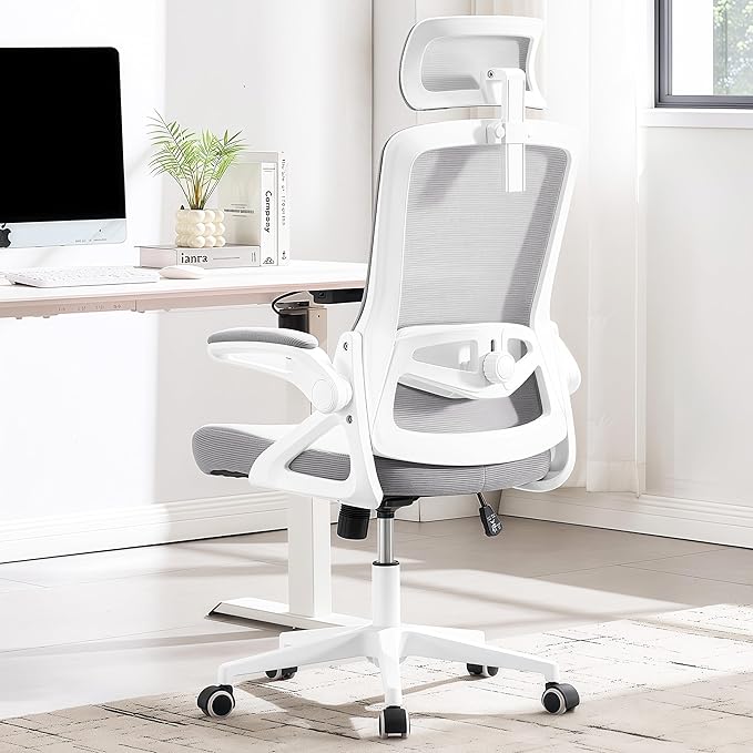 Fizzin Ergonomic Office Chair, 400 LBS Desk Chair with Adjustable Lumbar Support, High Back Breathable Mesh Computer Chair Rolling Work Swivel Task Chairs, Comfy Home Office Desk Chair (Gray)