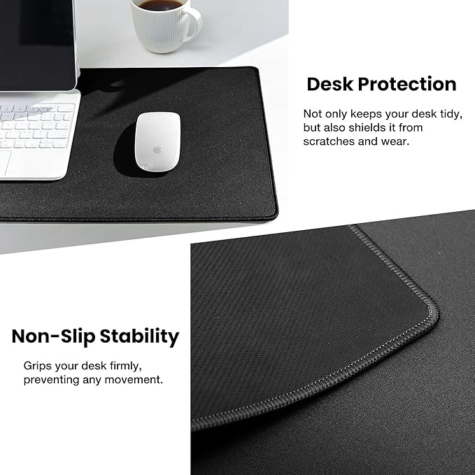 ALOANES Large Gaming Mouse Pad with Non-Slip Rubber Base,Stitched Edge,Desk mat for Laptop,Computer & PC, Wristing Pad for Gamer,Office & Home, 35.4"x 11.8"x 0.12", Black