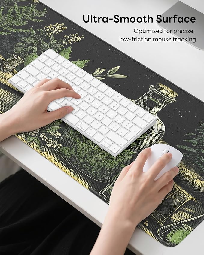 Skull Mouse Pad, 31.5 x 11.8 Large Desk Mat with Stitched Edges & Non-Slip Base, Mousepad for Office, Home, Work, Grave Robber