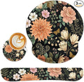 Britimes Spring Flower Leaves Floral Colorful Ergonomic Mouse Pad Set with Wrist Rest Non-Slip Rubber Base Wrist Cushion Support and Coasters Mousepad with Wrist Support for Computer Keyboard and Desk