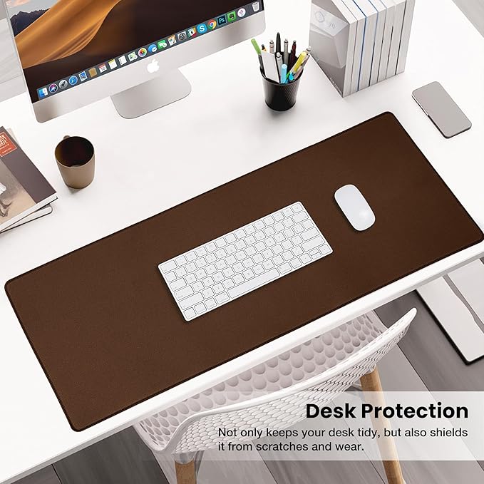 ALOANES Waterproof Mouse Pad with Durable Stitched Edge, Large Gaming Keyboard Pad, Non-Slip Rubber Base Mouse Mat, Extended Desk pad for Gamer, Office & Home, Brown Mousepad 27.6"x11.8"x0.12"