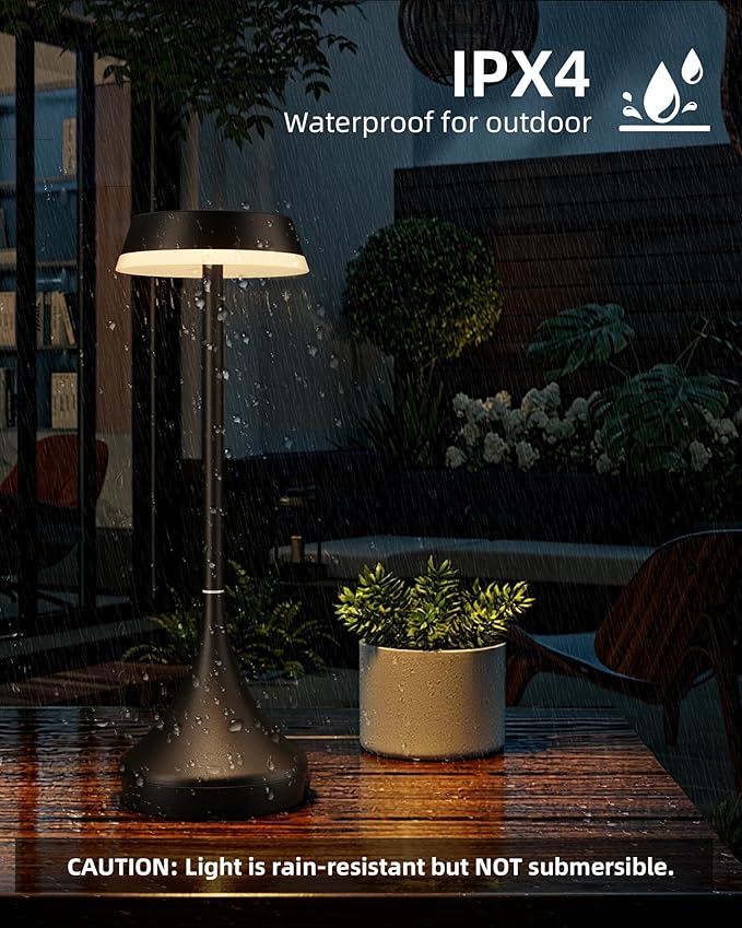 Cordless Lamp, 6000mAh, Outdoor Waterproof, Touch Control, Dimmable, 3 Color Temperature, RGB, LED Memory Function, Portable Battery Operated, Rechargeable Table Lamp Patio Dinning Restaurant Kitchen