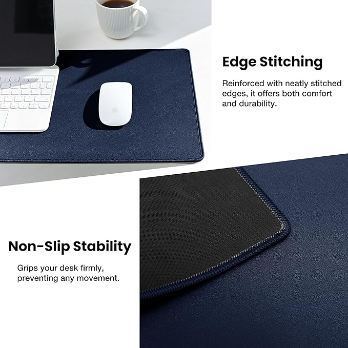 ALOANES Waterproof Mouse Pad with Durable Stitched Edge, XL Gaming Keyboard Pad, Non-Slip Rubber Base Mouse Mat, Extended Desk pad for Gamer, Office & Home, Dark Blue Mousepad 31.5"x 11.8"x 0.12"
