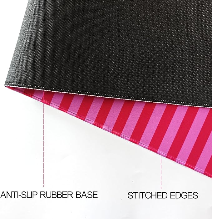Pink Red Striped Desk Mat Cute Pastel XXL Large Gaming Mouse Pad Desk Pad Kawaii Aesthetic Cozy Keyboard Laptop Computer Mat Home Office Decor for Women