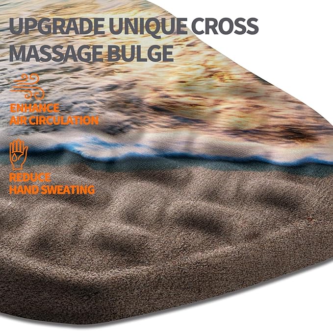 Ergonomic Slope Mouse Pad Wrist Support, Wrist Rest Mousepad for Carpal Tunnel with Massage Bulge and Slow Rebound Memory Foam (12x8 inch, Sunrise Beach)