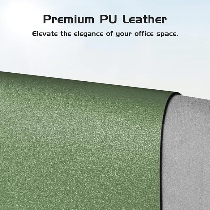 Aothia Leather Desk Pad Protector, Office Desk Mat, Large Mouse Pad, Laptop Desk Pad, Non-Slip PU Leather Desk Blotter, Waterproof Desk Writing Pad for Office and Home (Olive Green, 55" x 24")