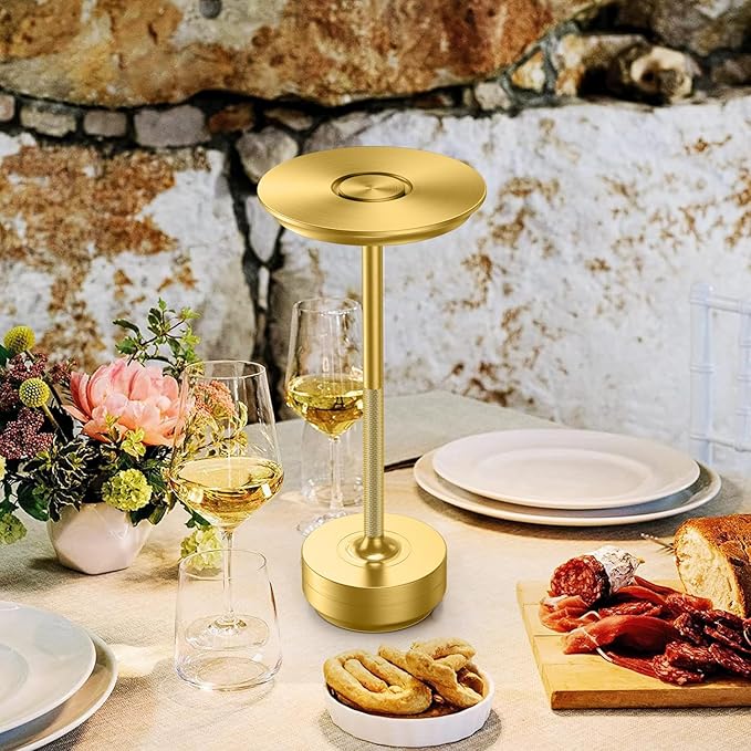 2 Pack Cordless Table Lamps Rechargeable, LED Portable 5000mAh Touch Table Light, 3 Color Stepless Dimming Battery Powered Table Lamp for Restaurant/Home/Outdoor/Camping.(Gold)