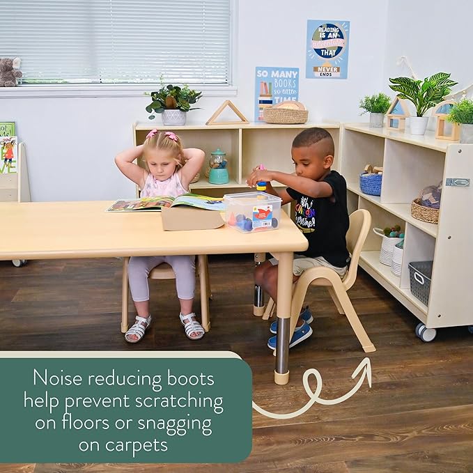 Angeles Value Stack Kids Chairs, 4 Pack, Preschool/Playroom/Homeschool Furniture, Flexible Seating Classroom Furniture for In Home Learning, Tan, 11"
