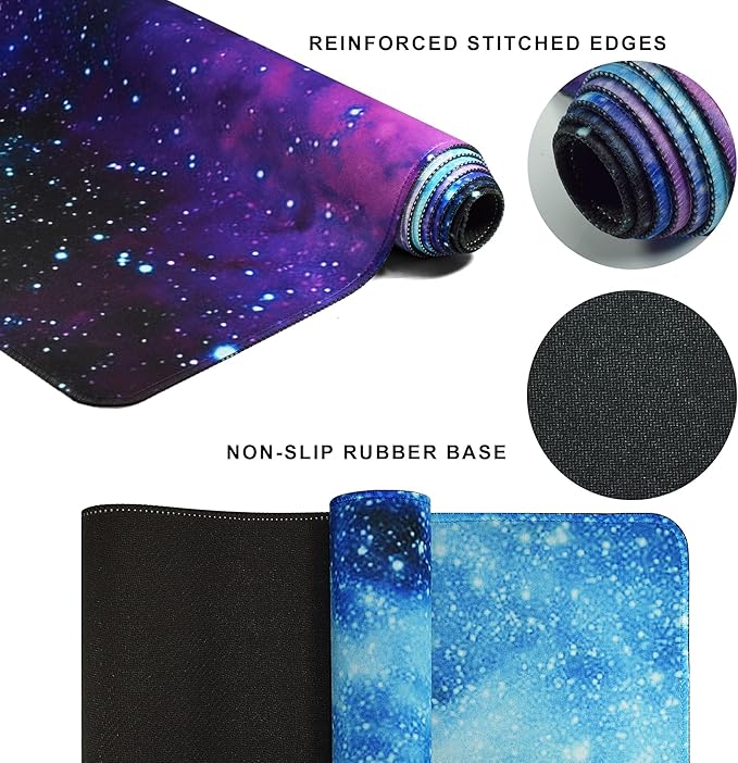 Mydours 63 x 24 inches Gaming Mouse Pad, Extra Large XXL Full Desk Pad, Smooth Fabric & Non-Slip Rubber Mouse Mat, Extended Desk Mat for Gaming, Office and Working (Universe)