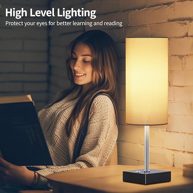 AVV Cordless Table Lamp with Dimmable, Rechargeable 3 Modes Battery Powered Bedside Lamp, Battery Operated Lamps for Night Stand, Touch Lamp for Bedroom, Living Room, Reading Room, 15 Inch White