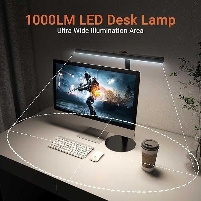 LED Desk Lamp for Home Office, 360° Flexible Gooseneck Desk Light with 3 Color Modes & 10 Brightness, Eye-Caring Adjustable Task Light for for Piano, Computer, Workbench, 10W, 1000LM (Black)