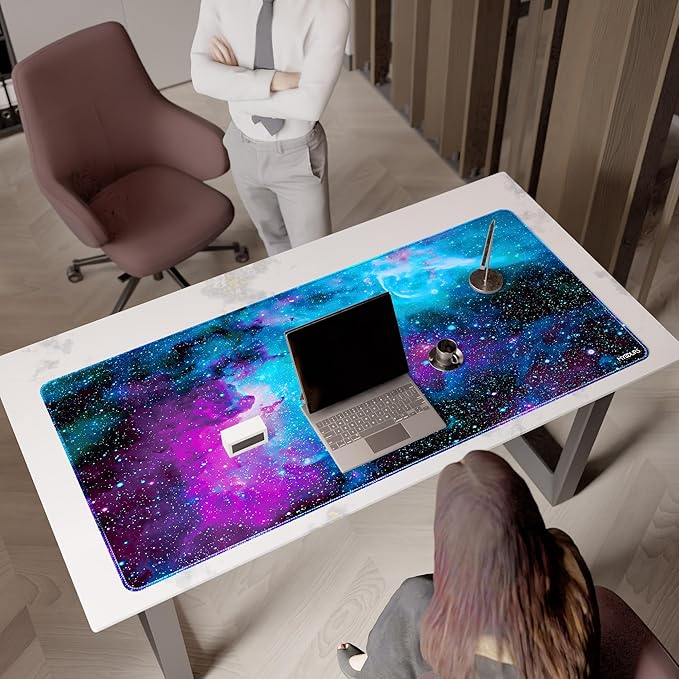 Mydours 59 x 28 inches Gaming Mouse Pad, Extra Large XXL Full Desk Pad, Smooth Fabric & Non-Slip Rubber Mouse Mat, Extended Desk Mat for Gaming, Office and Working (Universe)