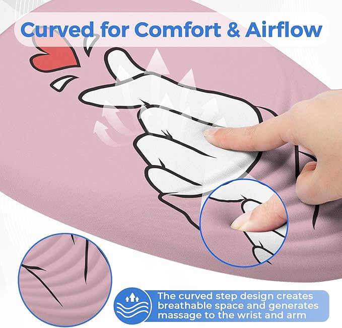 Ergonomic Mouse Pad with Wrist Support, Memory Foam Wrist Rest for Pain Relief & Carpal Tunnel, Non-Slip Base for Office, Computer, PC, Laptop (12x8x1.2inch, Korean Lovely Pink)