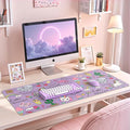 HAOCOO Purple Large Mouse Pad, Cute Leather Desk Matt for Women, Kawaii Desk Decor for Kids, Anti-Slip Rubber Mouse Pad for Girls, Computer Mat for Home Office Accessories