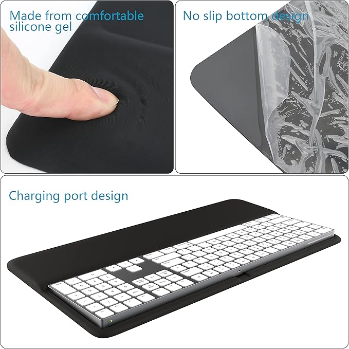 HONKID Keyboard Wrist Rest for Magic Keyboard 2 with Numeric Keypad(MQ052LL/A, A1843) and Magic Keyboard with Touch ID(‎MK2C3LL/A), Slim Keyboard Wrist Rest Relieve Pain & Fatigue