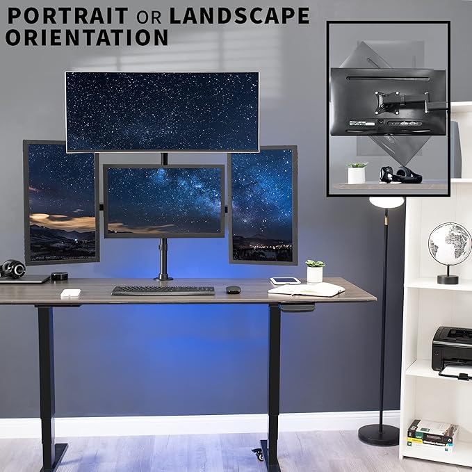 VIVO Quad Monitor Adjustable Heavy Duty Mount, Articulating Stand for 4 LCD Screens up to 24 inches STAND-V004Y