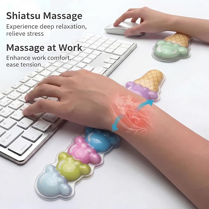 Cute Ergonomic Gel Jelly Wrist Rest for Office & Gaming, Support to Relieve Wrist Fatigue, Non-Slip Gel Pad for All-Day Typing Comfort, Won’t Flatten or Lose Shape After Long-Term Use