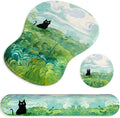 Ergonomic Mouse Pad with Wrist Rest and Keyboard Wrist Rest, Gel Mousepad and Wrist Rest for Computer Keyboard, Non-Slip PU Base, Mouse Pad with Wrist Support for Gaming, Office, Cat