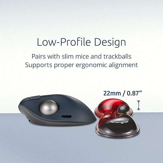 Kensington Slim Duo Gel Mouse Wrist Rest Support Cushion for Low Profile Mice & Trackballs, Ergonomic Mouse Wrist Support, Comfortable Non-Skid Gel, Red 7.56" x 2.83" x 0.87" K62440NA