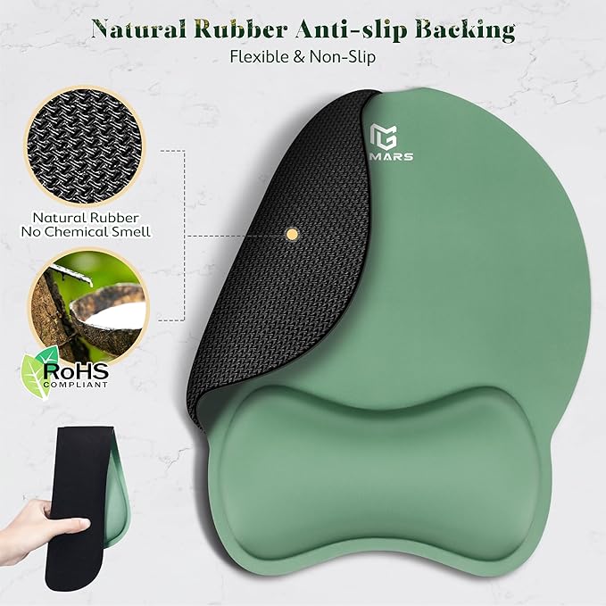 Gimars Ergonomic Mouse Pad Wrist Support, Upgrade Enlarge Superfine Fibre Soft Smooth Keyboard Wrist Rest, Comfortable Memory Foam Wrist Rest for Computer, Gaming, Office,Dark Green