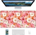 XL Gaming Mouse Pad, 31.5x15.7'' Large Desk Mat with Anti-Slip Rubber Base & Stitched Edges for Gaming, Office, Home, Floral