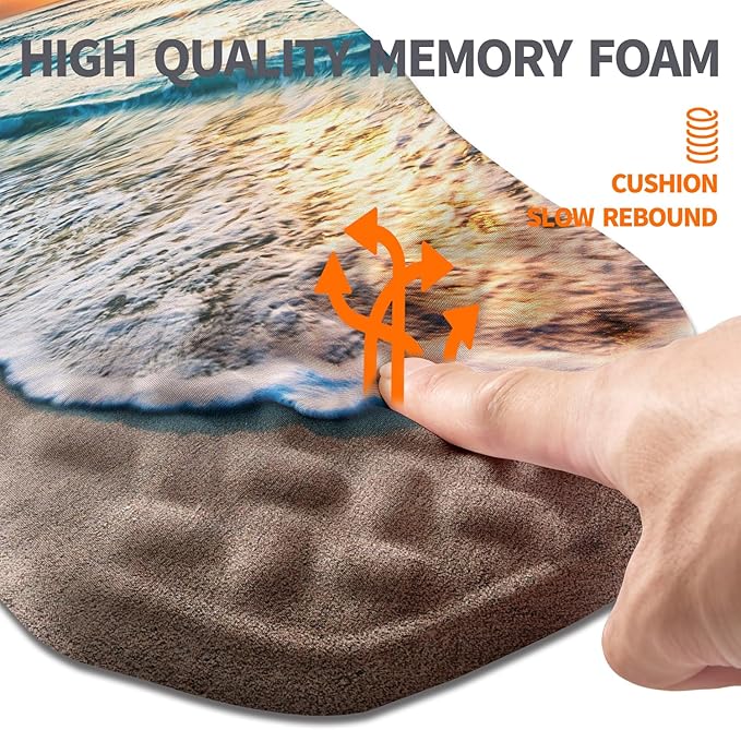 Ergonomic Slope Mouse Pad Wrist Support, Wrist Rest Mousepad for Carpal Tunnel with Massage Bulge and Slow Rebound Memory Foam (12x8 inch, Sunrise Beach)