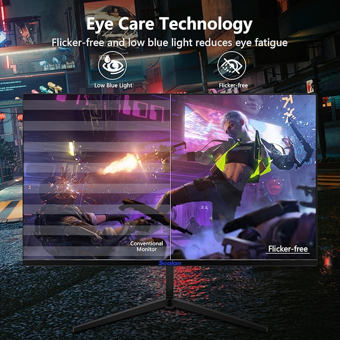 27 inch Gaming Monitor VA 100Hz Computer Monitor Built-in Speakers Full HD 1920 x 1080P with HDMI Interface Eye Care Frameless 100 x 100mm VESA with 3-Side Virtually Borderless Design