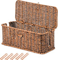 BROWNLILY Cable Management Box, Rattan Style Cord Organizer for Desk Cord Hider Outlet Covers Baby Proofing for Power Strip TV PC Router Charger Under Desk Storage with Lockable Lid and Cable Ties