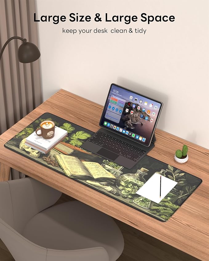 Skull Mouse Pad, 31.5 x 11.8 Large Desk Mat with Stitched Edges & Non-Slip Base, Mousepad for Office, Home, Work, Cool Skull