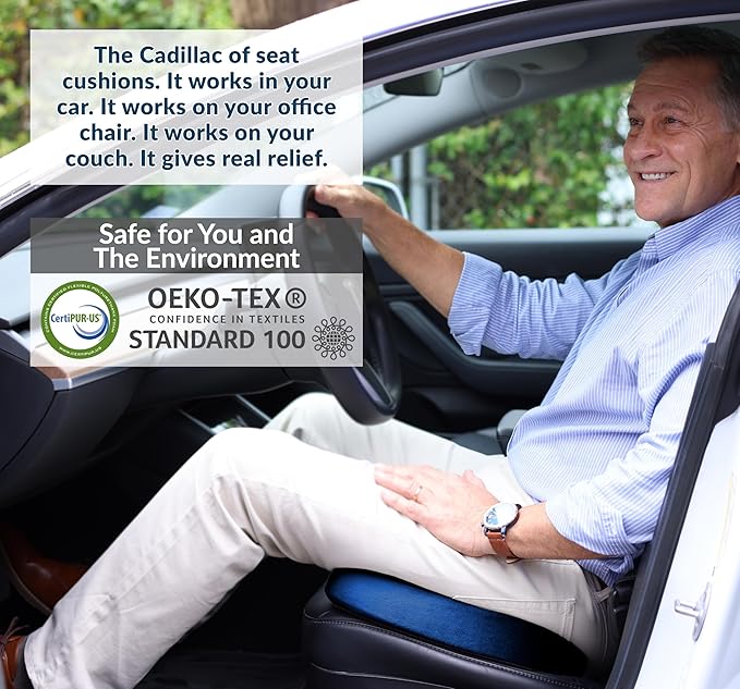 ComfiLife Gel Enhanced Seat Cushion – Office Chair Cushion – Non-Slip Gel & Memory Foam Coccyx Cushion for Tailbone Support - Desk Chair Car Seat Cushion Driving - Sciatica & Back Comfort (Navy)
