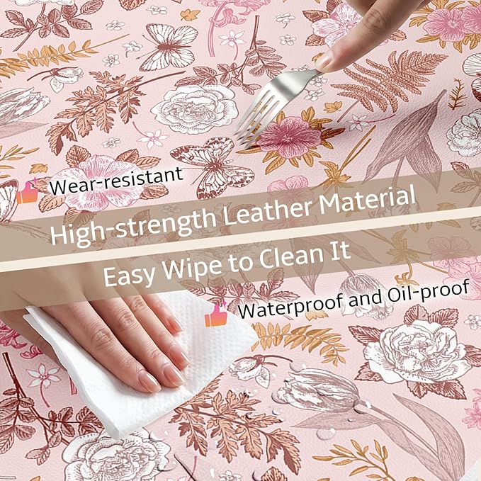 Mouse Pad Leather Desk Mat Large Keyboard Cute Office Desktop Computer Laptop XXL Long Big Aesthetic Modern Design Women Girls Gaming Gamer Oversized Wide Mousepad 31.5"x15.7", Pink Floral