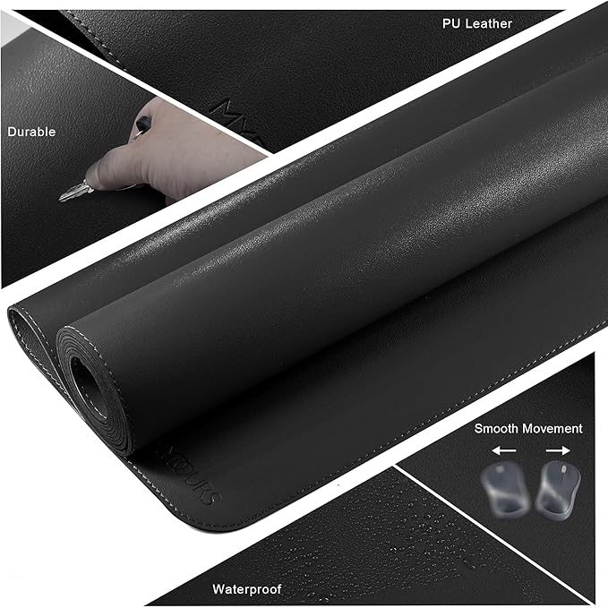 Mydours 48"x28" XXL Desk Mat, Large Desk Pad, PU Leather Desk Pad for Computer Keyboard & Mouse Setup, Full Mat for Office Work, Mega Mouse Pad Surface for Standing Desk Workstation