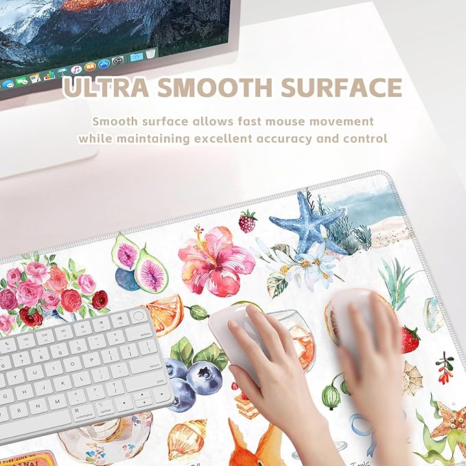 Baziabbo Desk Mat,XXL Extended Large Mouse Pad,Gaming Mousepad with Stitched Edge,Non-Slip Rubber Base Keyboard Desk Pad for Home Office Study Game