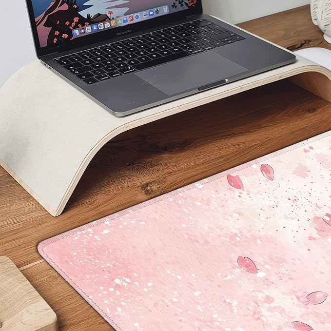 Desk Mat, Japanese Cherry Blossom XXL 35.4"x15.7"Large Gaming Mouse Pad, 3mm Thick Gaming Keyboard Pad,Desk Pad Non-Slip Rubber Base with Stitched Edges for Office Game Home Decor