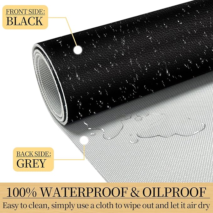 Leather Desk Pad Mat, Non-Slip Black Desk Mat, Large Mouse Pad for Desk, Waterproof Desk Computer Mat Desktop Protector for Office/Home, 23.6" x 13.7"