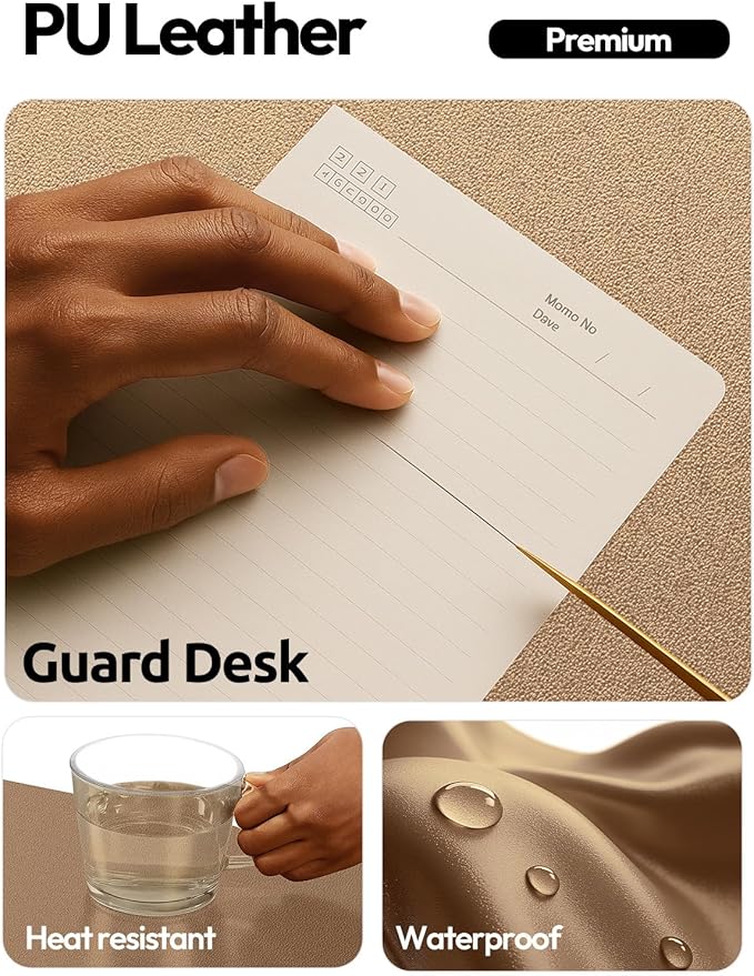 YSAGi Leather Desk Protector, Office Mat, Large Mouse Mat, Non-Slip PU Leather Blotter, Laptop Desk, Waterproof Writing Pad for Office and Home (Bronze, 35.4" x 17")
