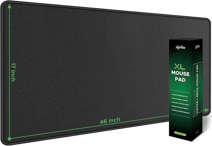 Huge 46”x17” 5mm Gaming Mouse Pad Large Mouse Pad for Desk Gaming Giant Black XXL Thick Long Extra Large Extended Big Gamer Desk Mat