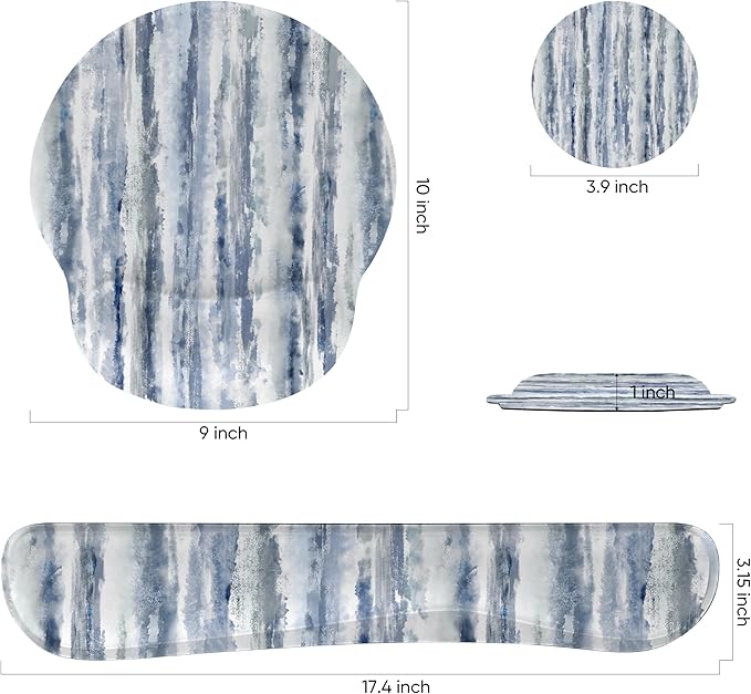 Ergonomic Keyboard Mouse Pad Wrist Rest Support Set for Laptop/Computer/Desktop,Memory Foam Hand Rest Wrist Cushion for Gaming/Office,Lightweight Comfortable (Ink Painting)