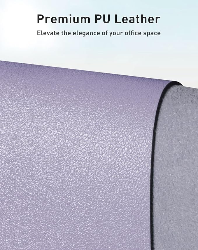 Aothia Faux Leather Desk Mat - Large Mouse Pad, Non-Slip PU Leather Blotter, Waterproof Writing Surface for Office and Home (Lavender, 63" x 24")
