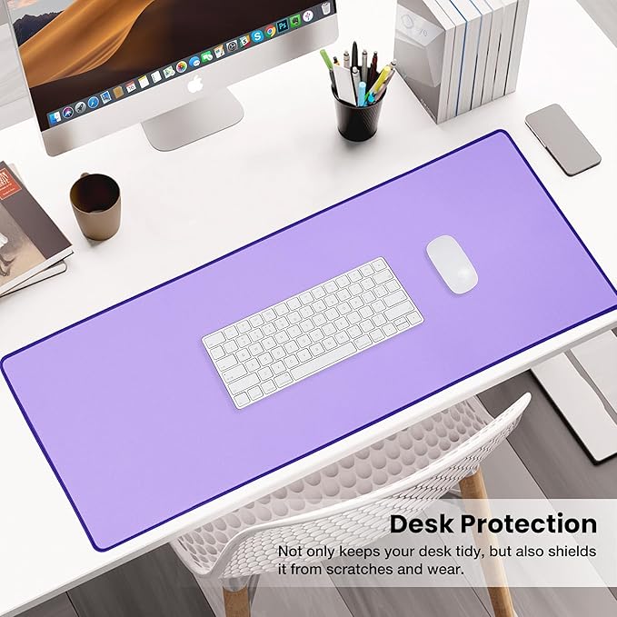 ALOANES Waterproof Mouse Pad with Durable Stitched Edge, XL Gaming Keyboard Pad, Non-Slip Rubber Base Mouse Mat, Extended Desk pad for Gamer, Office & Home, Lavender Mousepad 31.5"x 11.8"x 0.12"