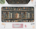 Vintage Flower Bookshelf Desk Mat, Library Book Mouse Pad Desk Pad, Extended Large Gaming Computer Laptop Keyboard and Mousepad, with Stitching Edges, for Women Office Desk Decor 31.5"X15.7"