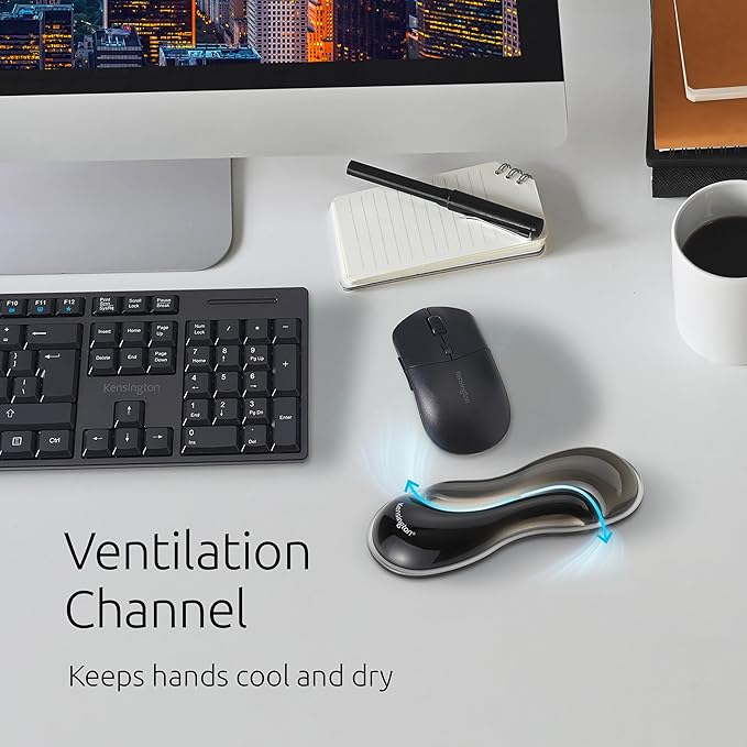 Kensington Slim Duo Gel Mouse Wrist Rest Support Cushion for Low Profile Mice & Trackballs, Ergonomic Mouse Wrist Support, Comfortable Non-Skid Gel, Gray 7.56" x 2.83" x 0.87" K62438NA