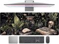 Dark Academia Desk Mat Mouse Pad XL Extended Large Gaming Desk Pad Mousepad, Mystical Green Plant Computer Laptop Keyboard and Mouse Mat, Desktop Protector Mat for Women Girl Office 31.5x11.8 in